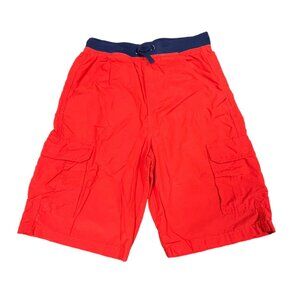 JK Boys Red Cargo Shorts Large Pockets Drawstring Casual Elastic Waist‎